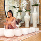432 Hz Crystal Singing Bowl Chakra Set - 7 Pure White Quartz Bowls (8"–14")